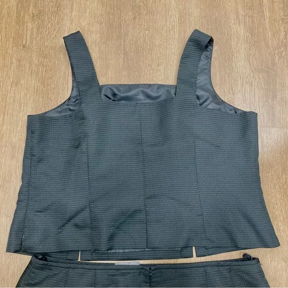 22W Elegant Black Waffle Texture Two-Piece Skirt Set Liz Claiborne Lined Fitted - Picture 7 of 14